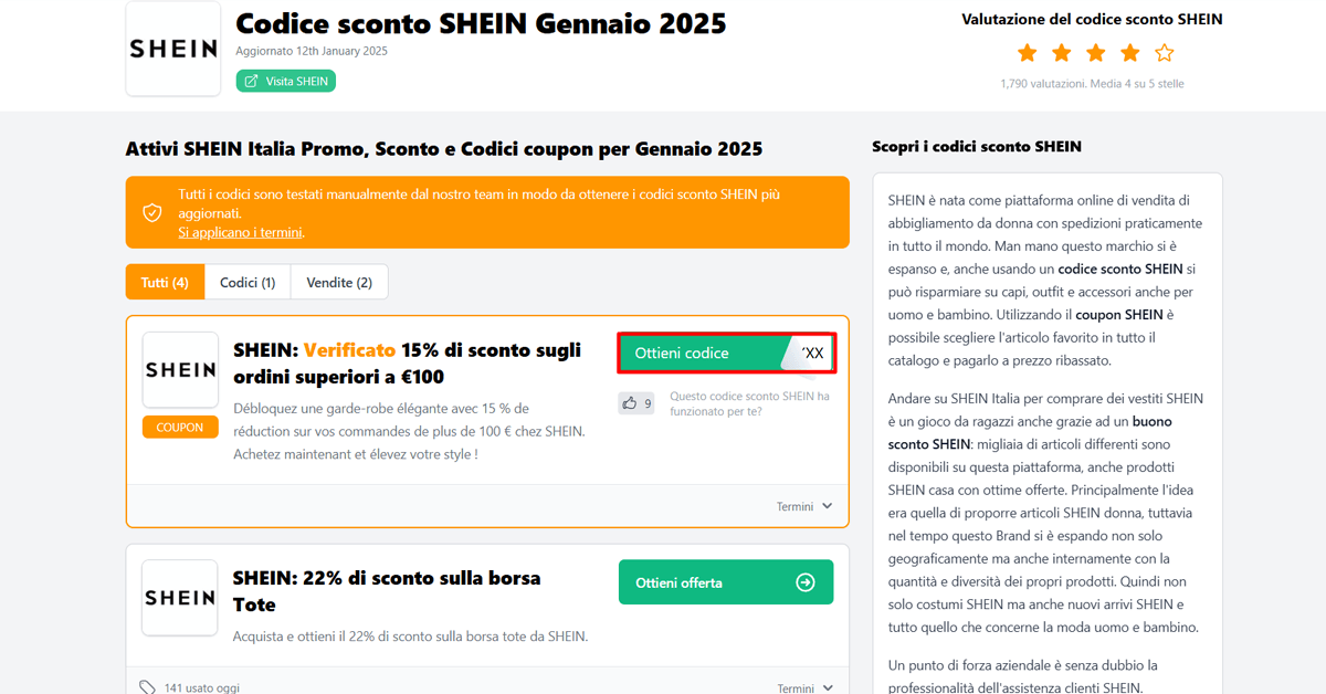 Codice sconto Shein