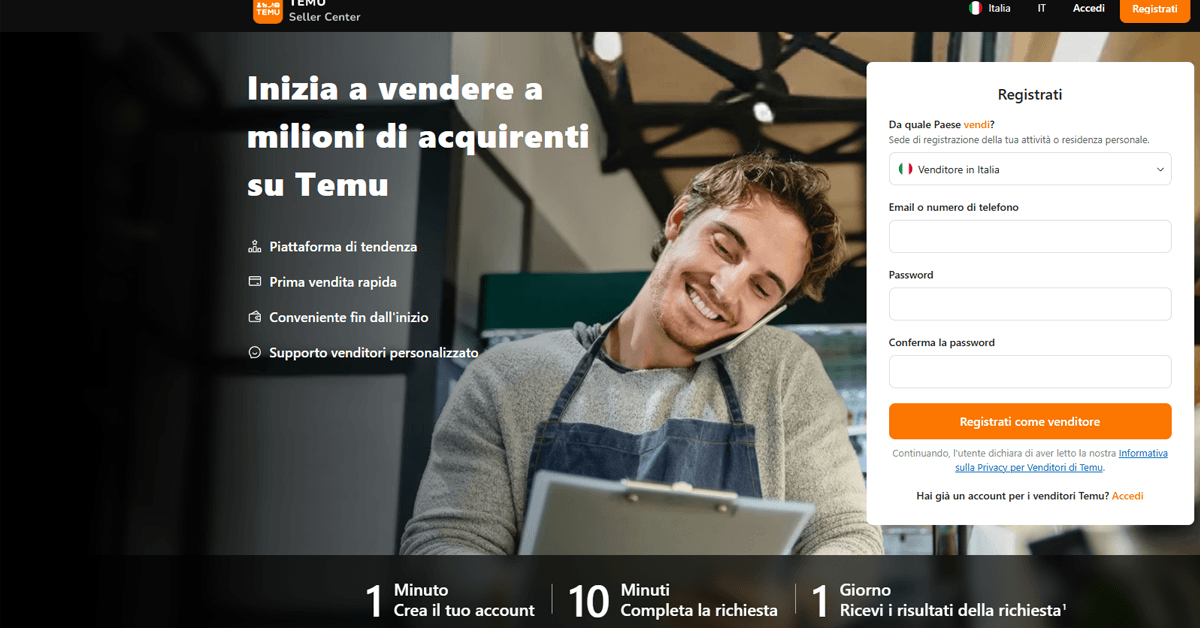 Come vendere su Temu