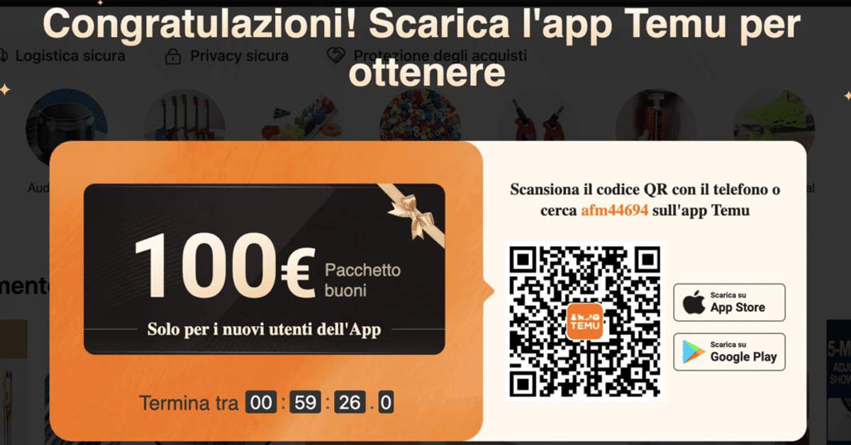 Pacchetto coupon Temu