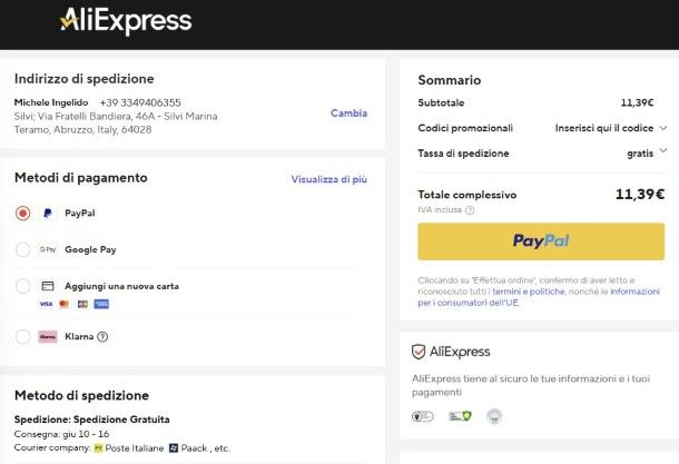 Come pagare su Aliexpress