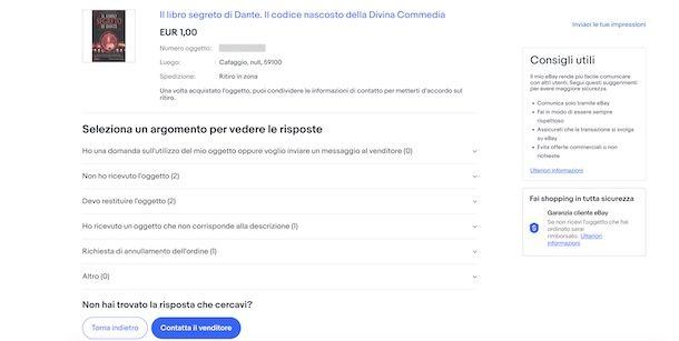 annullare ordine eBay